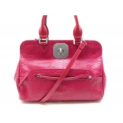 SAC A MAIN LONGCHAMP GATSBY 2826211318 CUIR FACON PYTHON FUSHIA BANDOULIERE 500€