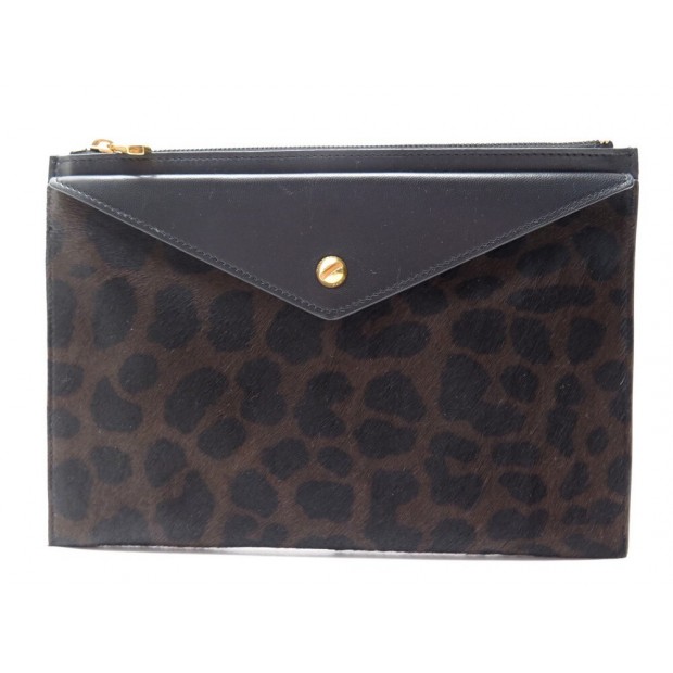 NEUF SAC GIVENCHY POCHETTE A MAIN EN CUIR DE POULAIN LEOPARD PONY HAIR POUCH