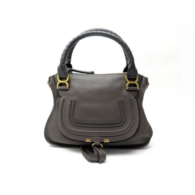 NEUF SAC A MAIN CHLOE MARCIE MEDIUM 021056-24 EN CUIR GRAINE TAUPE HANDBAG 1725€