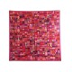 NEUF FOULARD HERMES EN VOYAGE EMERY CARRE 90 EN SOIE FUSHIA NEW SILK SCARF 385€