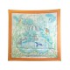 NEUF FOULARD HERMES AU BORD DE L'EAU PAR LAURENCE TOUTSY SOIE ORANGE SCARF 385€