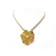 NEUF COLLIER YVES SAINT LAURENT PENDENTIF BROCHE FLEUR METAL DORE NECKLACE 495€