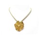 NEUF COLLIER YVES SAINT LAURENT PENDENTIF BROCHE FLEUR METAL DORE NECKLACE 495€