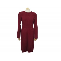 NEUF ROBE CHANEL P59747 T40 M EN LAINE BORDEAUX NEW BURGUNDY WOOL DRESS 4690€