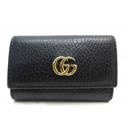 PORTE CLES GUCCI ETUI MARMONT 456118 EN CUIR GRAINE NOIR BLACK KEYS HOLDER 210€