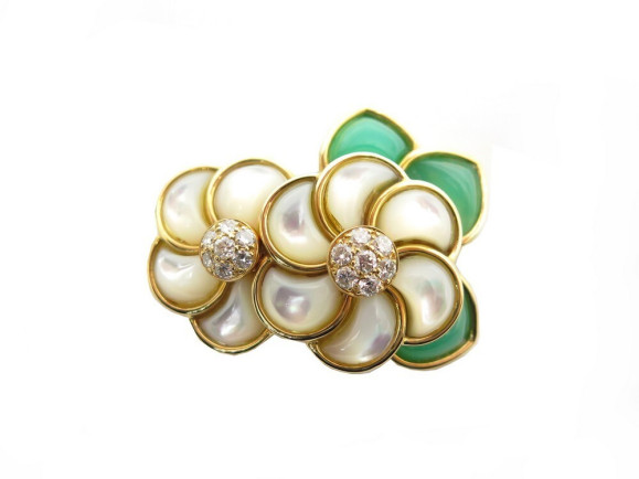 broche van cleef arpels fleurs or jaune 18k