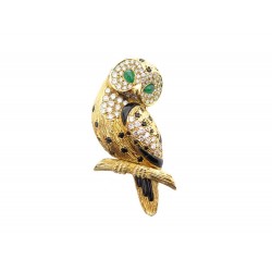 RARE BROCHE VAN CLEEF & ARPELS CHOUETTE EN OR JAUNE 18K DIAMANTS ONYX OWL BROOCH