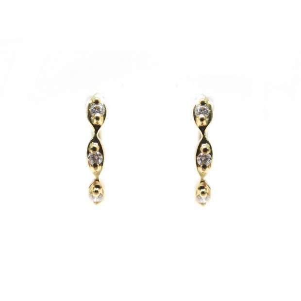 NEUF BOUCLES D'OREILLES DJULA CREOLES EN OR JAUNE 18K & DIAMANTS GOLD EARRINGS