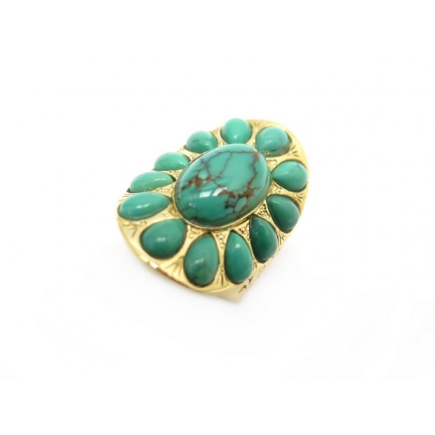 NEUF BAGUE AURELIE BIDERMANN NAVAJO 54 NAVBA02 PLAQUE OR & TURQUOISE RING 300€