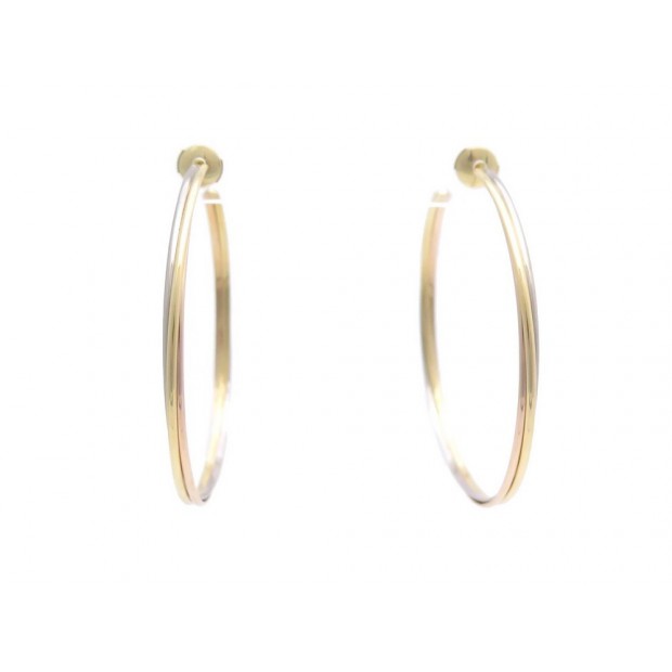 NEUF BOUCLES D'OREILLES CARTIER CREOLES TRINITY 3 ORS 18K HOOP EARRINGS 3900€