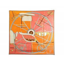 NEUF FOULARD HERMES PROJET DE VOITURE PETIT-DUC BATEAU CARRE ORANGE SCARF 385€