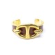 BRACELET HERMES CHAINE D'ANCRE T16 EN METAL DORE ET CUIR CHAMONIX MARRON 555€