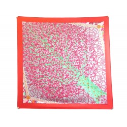 NEUF FOULARD HERMES AXIS MUNDI DETAILS CHRISTINE HENRY SOIE ROUGE NEW SCARF 410€