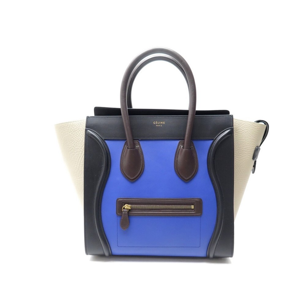 sac a main celine luggage mini en cuir tricolore