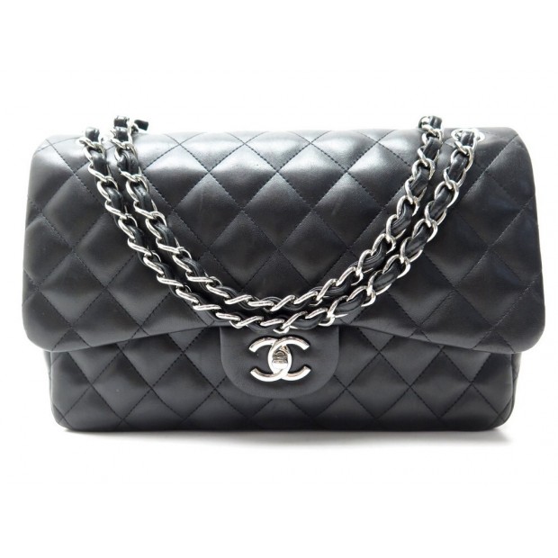 SAC A MAIN CHANEL TIMELESS JUMBO BANDOULIERE EN CUIR NOIR LEATHER HANDBAG 8400€