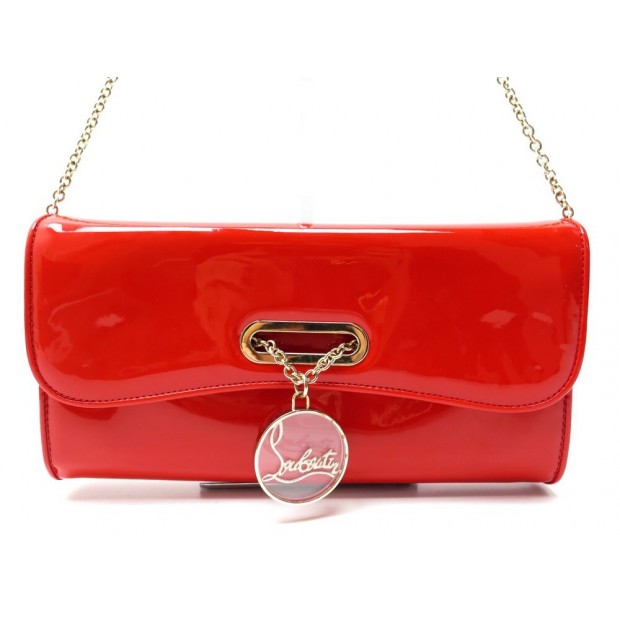 SAC A MAIN CHRISTIAN LOUBOUTIN POCHETTE RIVIERA 3101024 CUIR VERNI ROUGE 1060€