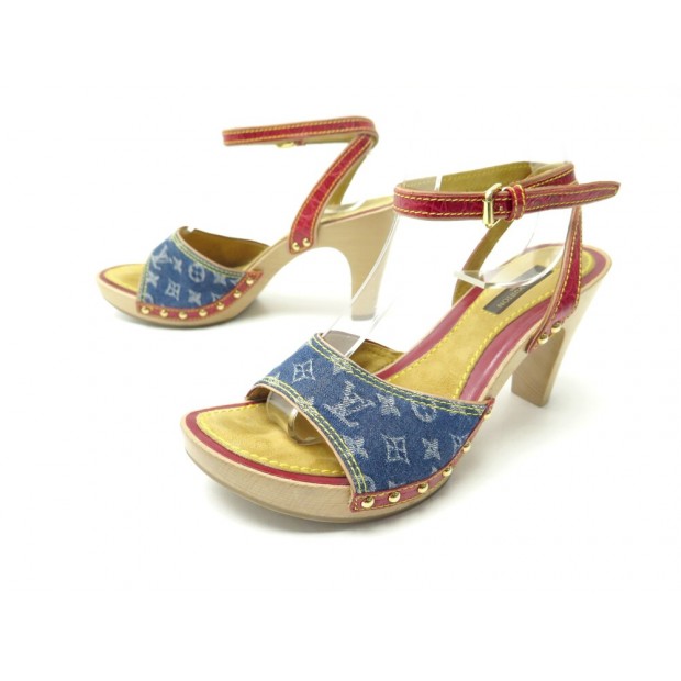 CHAUSSURES LOUIS VUITTON 36.5 ESCARPINS EN TOILE MONOGRAM DENIM PUMP SHOES 790€