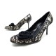 CHAUSSURES VALENTINO 41 ESCARPINS EN TOILE DENTELLE NOIR FLEUR COURT SHOES 750€