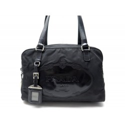 SAC A MAIN PRADA PORTE EPAULE EN TOILE NYLON NOIR BLACK HANDBAG PURSE 990€