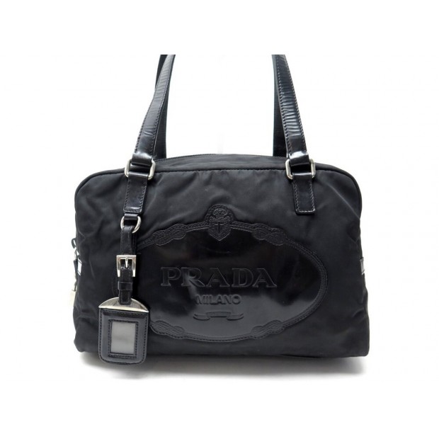 SAC A MAIN PRADA PORTE EPAULE EN TOILE NYLON NOIR BLACK HANDBAG PURSE 990€