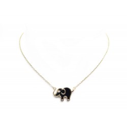 COLLIER VAN CLEEF & ARPELS PENDENTIF ELEPHANT EN OR JAUNE 18K & ONYX NECKLACE