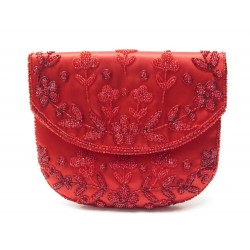 NEUF POCHETTE GUCCI EN SATIN ROUGE ET PERLES NEW RED HANDBAG POUCH WITH PEARLS
