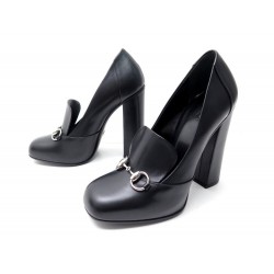 NEUF CHAUSSURES GUCCI 363802 39 IT 40 FR ESCARPINS CUIR NOIR LEATHER SHOES 800€