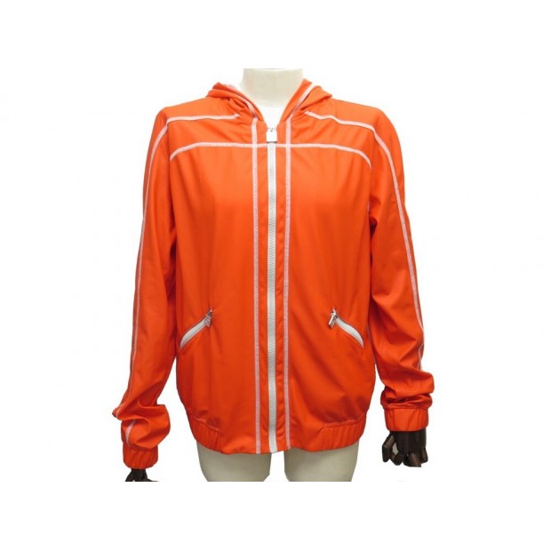 MANTEAU CHANEL BLOUSON VESTE SPORT P25694 L 44 POLYESTER ORANGE COAT JACKET