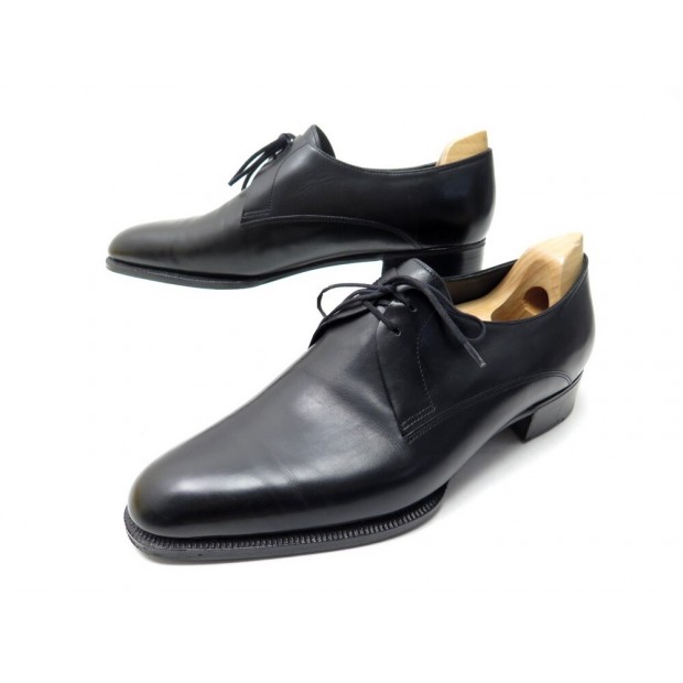 CHAUSSURES JOHN LOBB SUR MESURE 43 DERBY 2 OEILLET CUIR NOIR BESPOKE SHOES 7025€