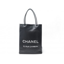 SAC A MAIN CHANEL CABAS 31 RUE CAMBON EN CUIR NOIR LEATHER TOTE HAND BAG 4600€