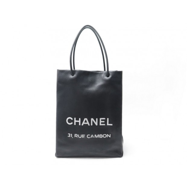 SAC A MAIN CHANEL CABAS 31 RUE CAMBON EN CUIR NOIR LEATHER TOTE HAND BAG 4600€