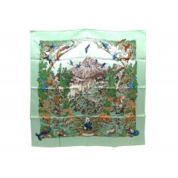 NEUF FOULARD HERMES SICHUAN EN SOIE VERTE CARRE 90 CM GREEN SILK SCARF 410€