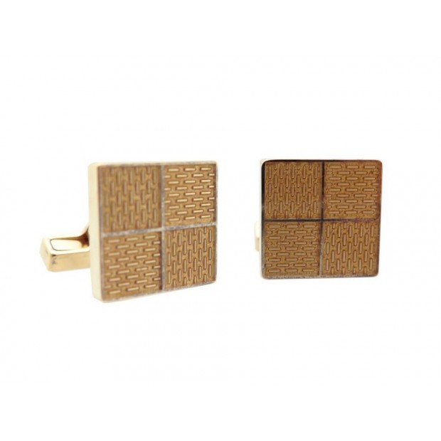 BOUTONS DE MANCHETTES LOUIS VUITTON DAMIER EN ARGENT MASSIF DORE CUFFLINKS 405€