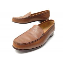 CHAUSSURES HERMES MOCASSINS 38.5 EN CUIR GRAINE MARRON LEATHER LOFERS SHOES 820€