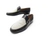 CHAUSSURES HERMES MOCASSINS 39 BIMATIERE TOILE & CUIR NOIR LEATHER SHOES 820€