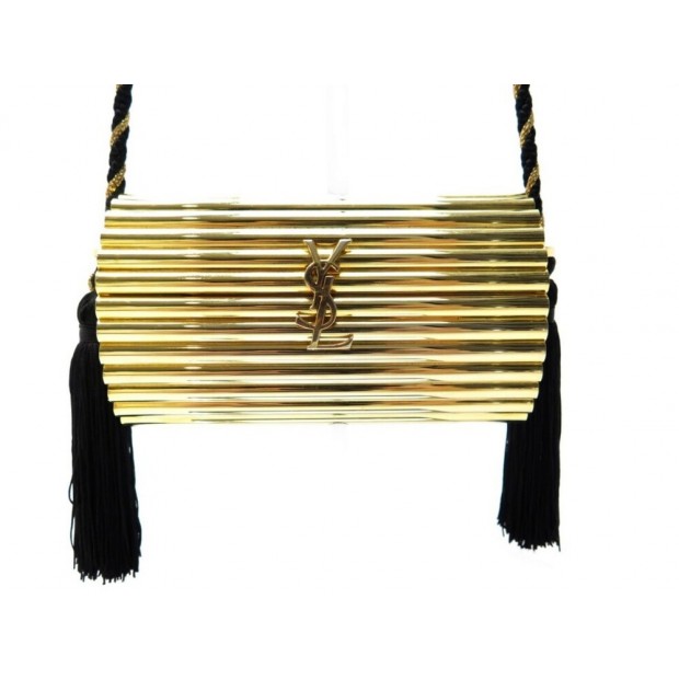 SAC A MAIN YVES SAINT LAURENT OPIUM MINAUDIERE DOREE BANDOULIERE CLUTCH 1390€