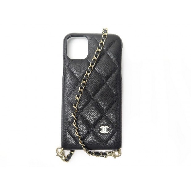 NEUF COQUE CHANEL TIMELESS IPHONE 12 PRO CUIR MATELASSE NOIRE CHAINE BOITE 950€