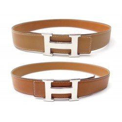 CEINTURE HERMES LIEN REVERSIBLE 32MM T72 70 A 80 BOUCLE H CUIR CAMEL BELT 660€