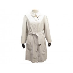 MANTEAU HERMES IMPERMEABLE LONG S 36 EN COTON BEIGE TRENCH COAT 2250€