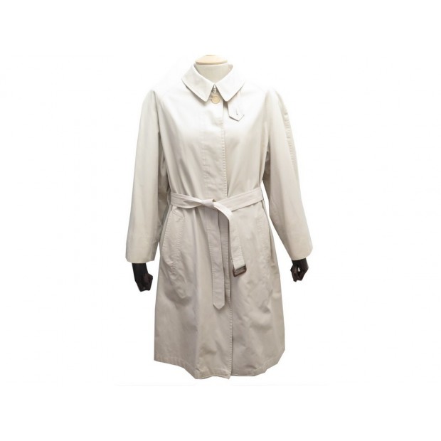 MANTEAU HERMES IMPERMEABLE LONG S 36 EN COTON BEIGE TRENCH COAT 2250€