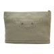 NEUF SAC POCHETTE A MAIN BALENCIAGA 459511 CUIR GRAINE TAUPE GRAINED POUCH 550€