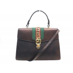 NEUF SAC A MAIN GUCCI SYLVIE M 431665 EN CUIR IRISE BRONZE BANDOULIERE BAG 2900€