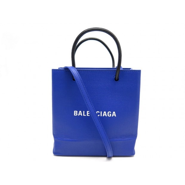 NEUF SAC A MAIN BALENCIAGA CABAS SHOPPING NORTH-SOUTH XXS 572411 CUIR BLEU 1090€