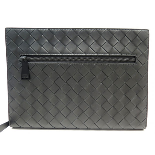 NEUF POCHETTE BOTTEGA VENETTA PORTE DOCUMENTS 601056 CUIR NOIR NEW POUCH 1290€