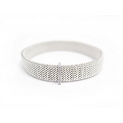 BRACELET MAUBOUSSIN MOI NON PLUS 16 CM ACIER ARGENTE & DIAMANTS + BOITE 800€