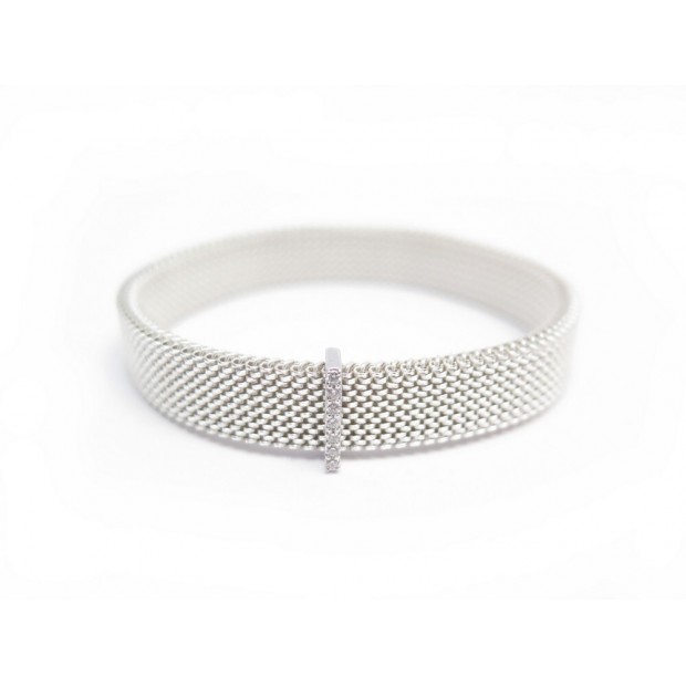 BRACELET MAUBOUSSIN MOI NON PLUS 16 CM ACIER ARGENTE & DIAMANTS + BOITE 800€