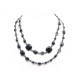 COLLIER CHANEL SAUTOIR PIERRES NOIRES 120 CM ARGENTE + BOITE NECKLACE 1290€