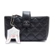 PORTE MONNAIE CHANEL EN CUIR NOIR MATELASSE +PORTE CLE BOITE LEATHER WALLET 560€