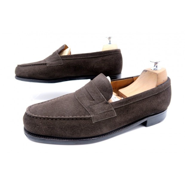 CHAUSSURES JM WESTON MOCASSINS 7.5E 42 LARGE 42.5 DAIM MARRON LOAFER SHOES 560€