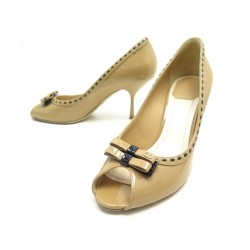 CHAUSSURES CHRISTIAN DIOR ESCARPINS IDYLL PEEP TOE 38 EN CUIR VERNIS BEIGE 750€